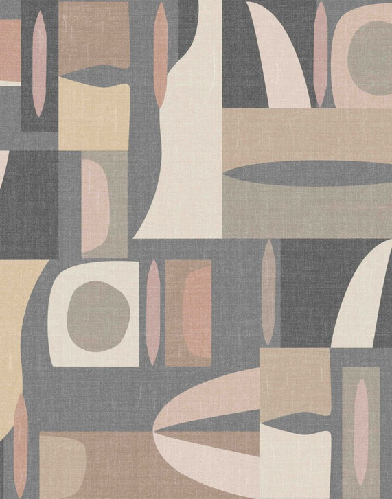 Fototapete Bildtapete Abstrakte Geometrie in Blau, Greige & Beige im Mid-Century Look 2.7 x 2.12 m - WA505227