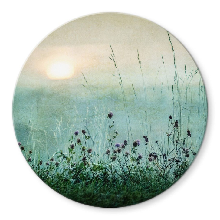 Glasbild Taubedeckter Sonnenaufgang Rund - Kværnstrøm - WA399791