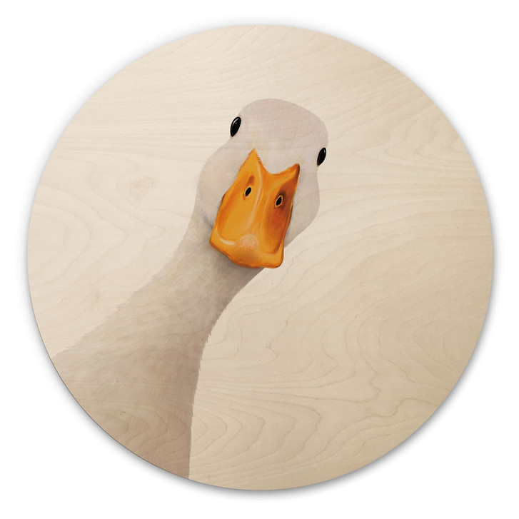 Holzbild Neugierige Gans - Korenkova - Rund - WA517088