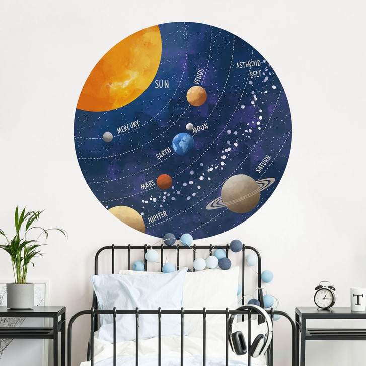 Kinderzimmer Wandtattoo Sonnensystem mit Planeten und Sonne - Cats & Dotz - Rund - WA500836