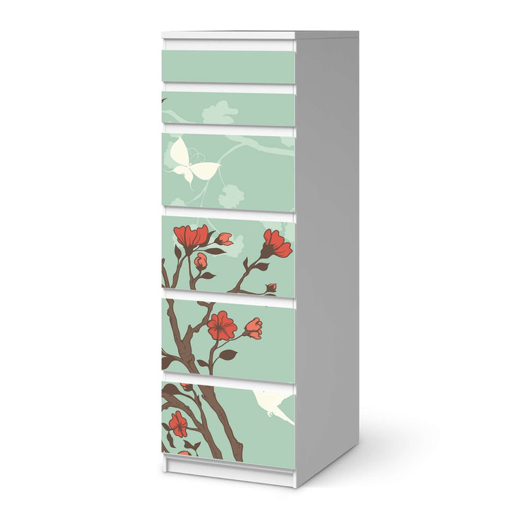 Klebefolie IKEA Malm Kommode 6 Schubladen (schmal) - Blütenzauber - CR111608
