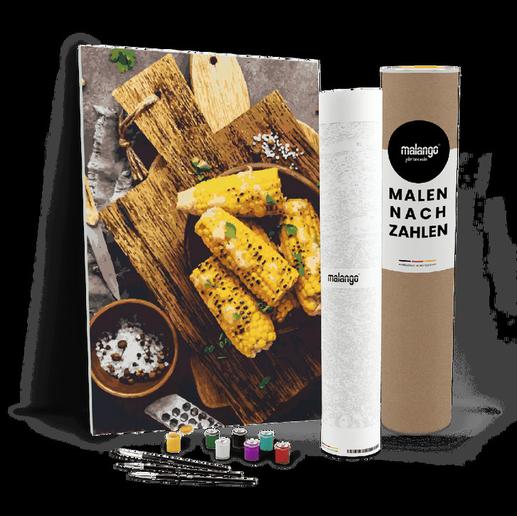 Malen nach Zahlen Leinwandbild - gegrillter Zuckermais - WA446964