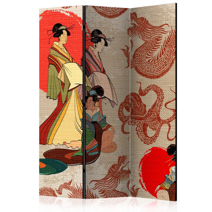 Paravent, Raumteiler freistehend, Trennwand - Wanderungen in Kyoto: Geisha - WA454143