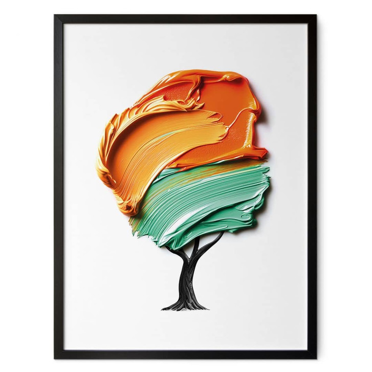 Poster Baum mit oranger und grüner 3D-Krone - Mielu - WA460216