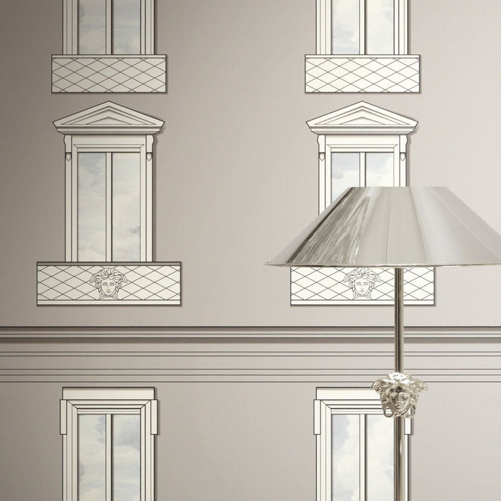 Versace Vliestapete Palazzo No 12 Fenster Fassade Grau Blau Neo Klassik - WA506895