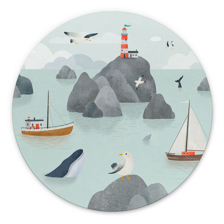 Wandbild Maritimes Küstenmotiv mit Leuchtturm - Oliver Robins - Alu-Dibond - Rund - WA515816