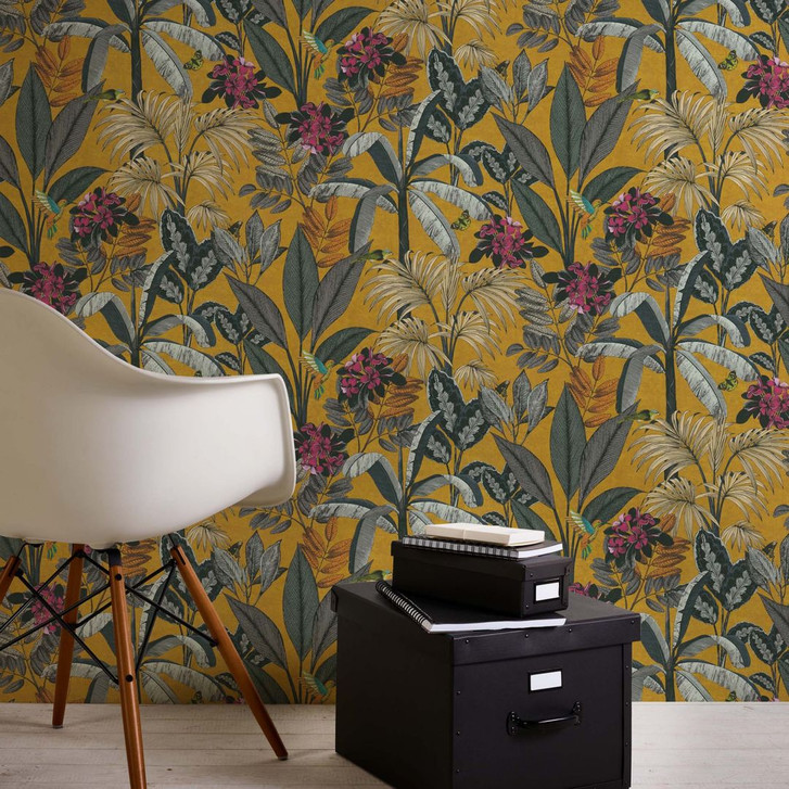 A.S. Création Tapete Wald PintWalls Vliestapete Gelb, Grau, Grün - WA351385