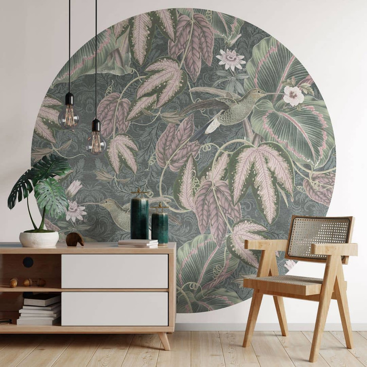 Fototapete Kolibri im Tropenwald - Bloomery Decor - Rund - selbstklebend/Vlies - WA482251