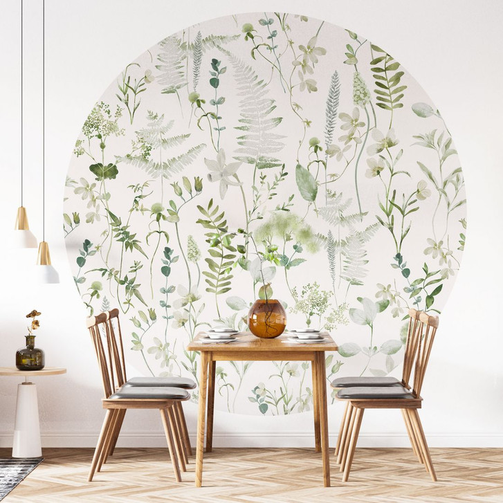 Fototapete Kräuter und Wildblumen - UN Designs - Rund - Selbstklebend/Vlies - WA399655