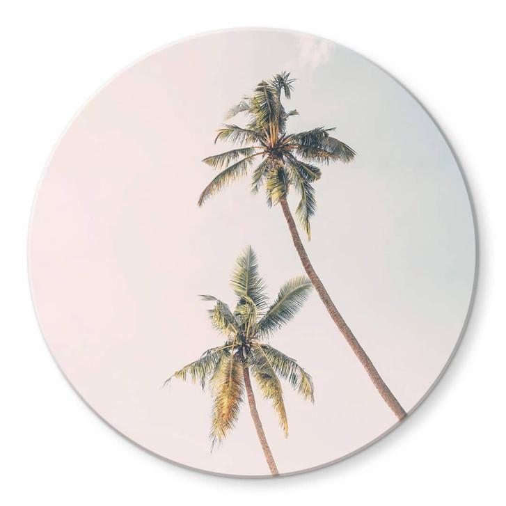Glasbild Sisi & Seb - Palmen im Wind - Rund - WA332250