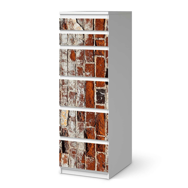 Klebefolie IKEA Malm Kommode 6 Schubladen (schmal) - Backstein - CR111597