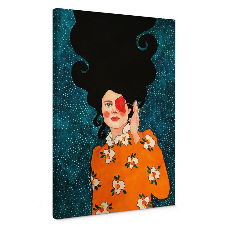 Leinwandbild Geheimnisvolle Frau mit Rose - Hülya - WA487425