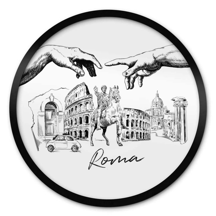 Poster Love your City - Roma Schwarz-Weiss - Rund - WA349523