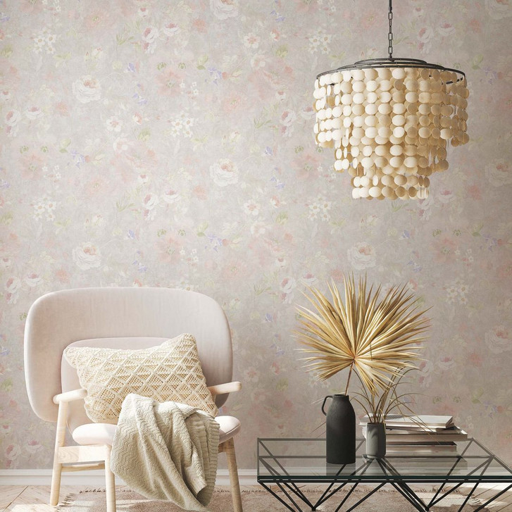 Romantische Blumentapete PVC-Frei - Vliestapete Floral von A.S. Création Grau Bunt 386364 - WA395560