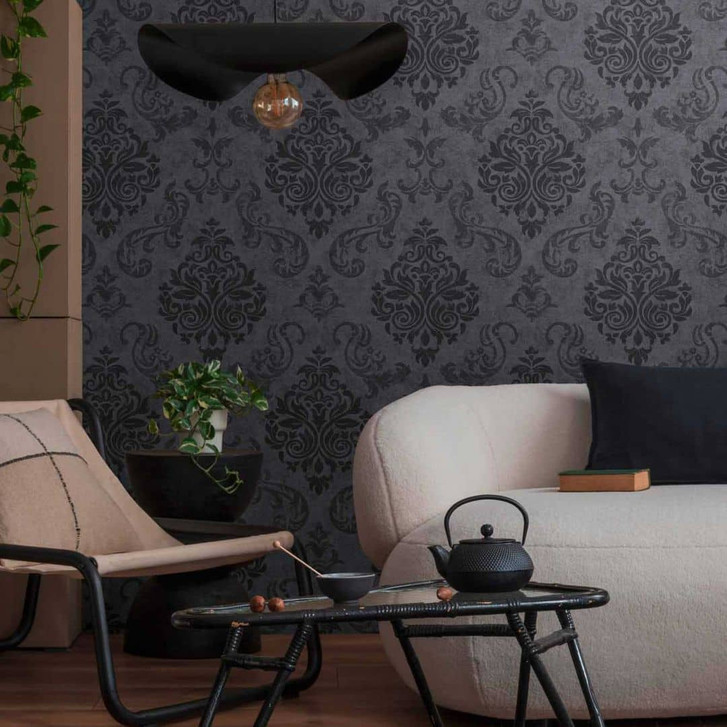 A.S. Création Vliestapete Memory Barocktapete mit Ornamenten Glitzereffekt grau, metallic, schwarz - WA507325