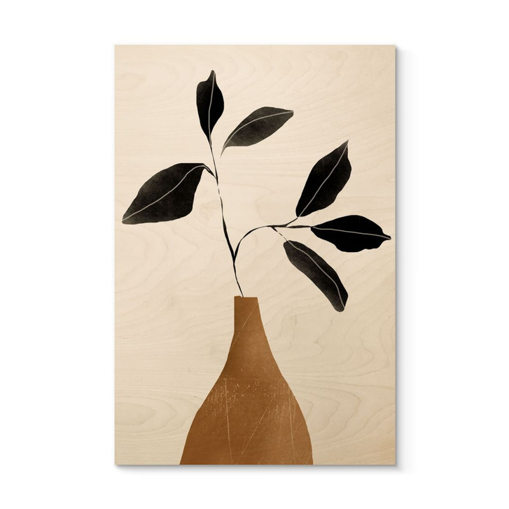 Holzbild Zweig in goldener Vase - ThingDesign - WA495629
