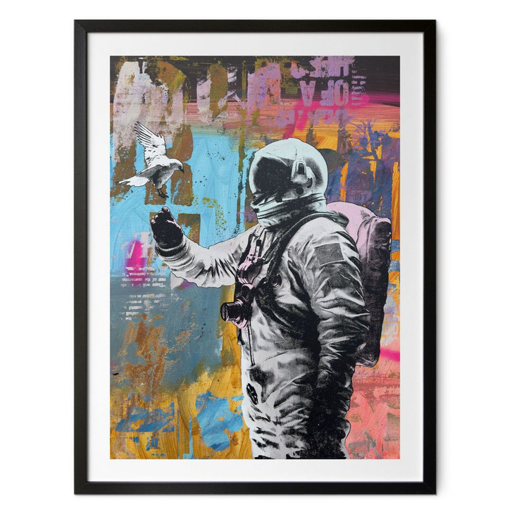 Poster Astronaut mit Taube | Collage-Kunst fürs Wohnzimmer - Kuryliuk - WA434575