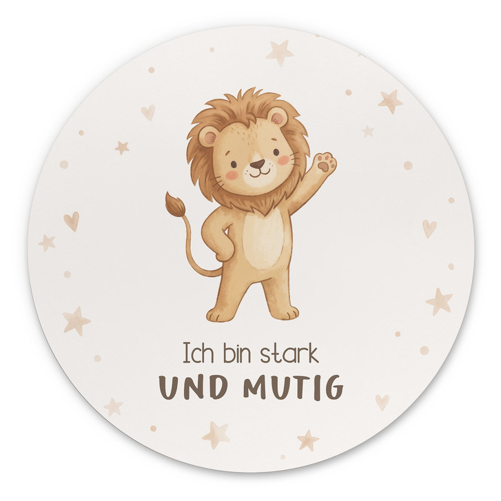 Rundes Alu-Dibond mit Löwe - Selbstliebe-Spruch 
