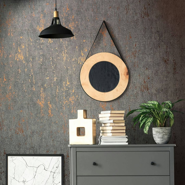 Vliestapete mit schimmerndem Glanz anthrazit Betonoptik - WA445355