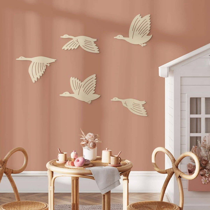 Holzdeko Fliegende Gänse - Pappel (5-teilig) - WA402165