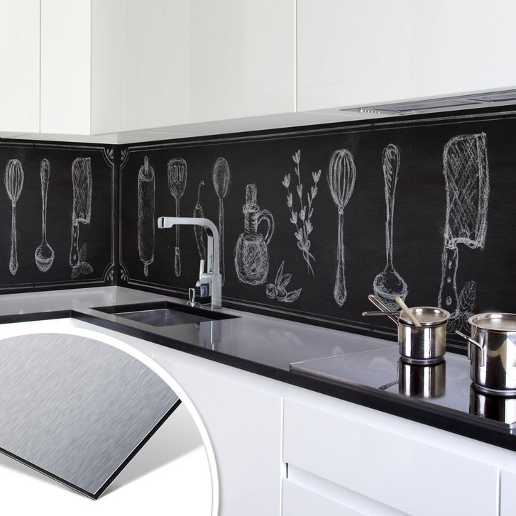 Küchenrückwand - Alu-Dibond-Silber - Rustic Kitchen - WA134794