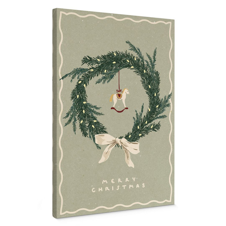 Leinwandbild Weihnachtskranz mit Schaukelpferd - NKTN - WA496246