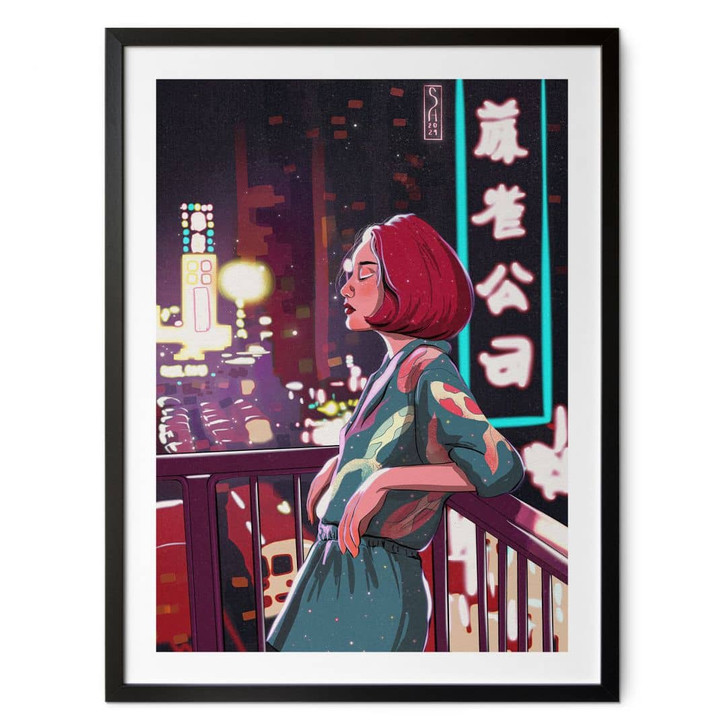 Poster Mädchen auf einem Balkon in Japan - Oliveira - WA451663