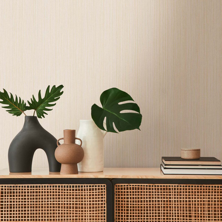 Tapete Beige Gold Vliestapete Uni einfarbig für Küche, Wohnzimmer, Schlafzimmer - WA382140