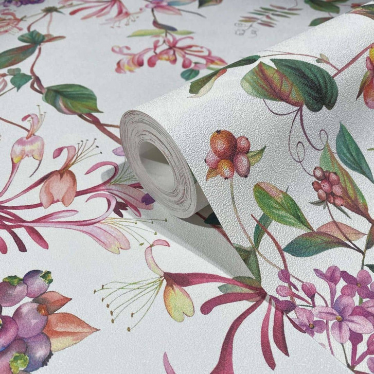 Vliestapete mit abstraktem Blumenmotiv weiss, rosa Floral - WA445791