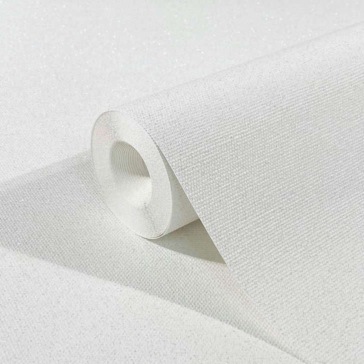 Vliestapete mit leichter Textiloptik als Uni Weiss Struktur - WA450204