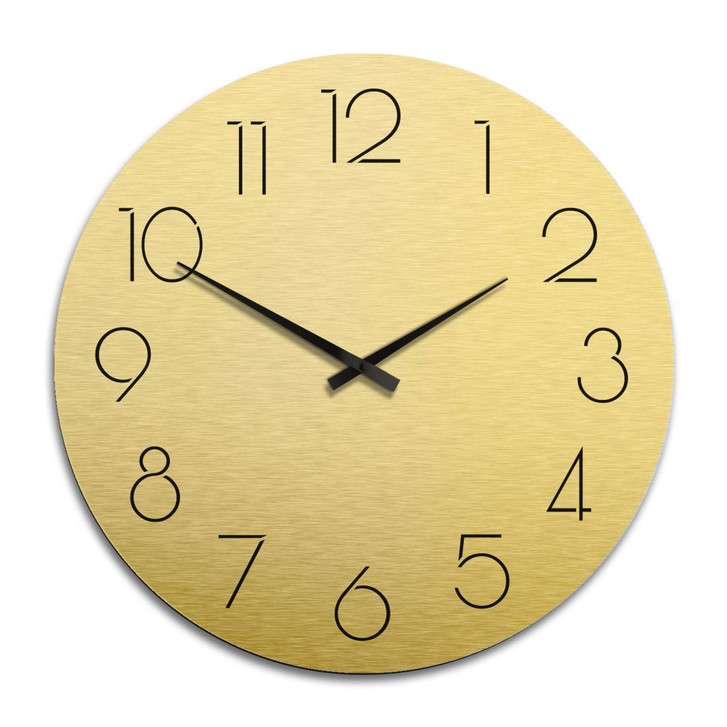 XXL Wanduhr Alu Dibond Goldeffekt - Modern nur mit Zahlen Ø 70cm - WA250970