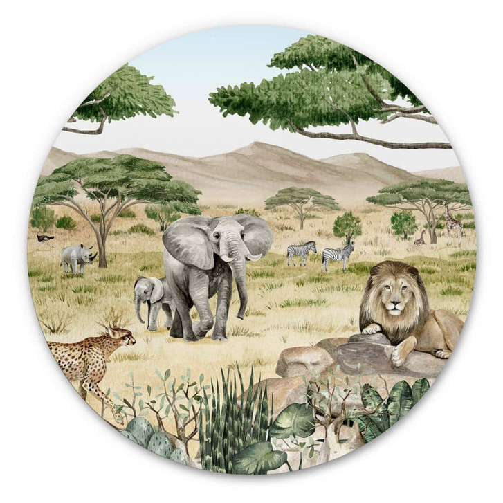 Alu-Dibond Kikki Belle - Die Savanne - Rund - WA330746