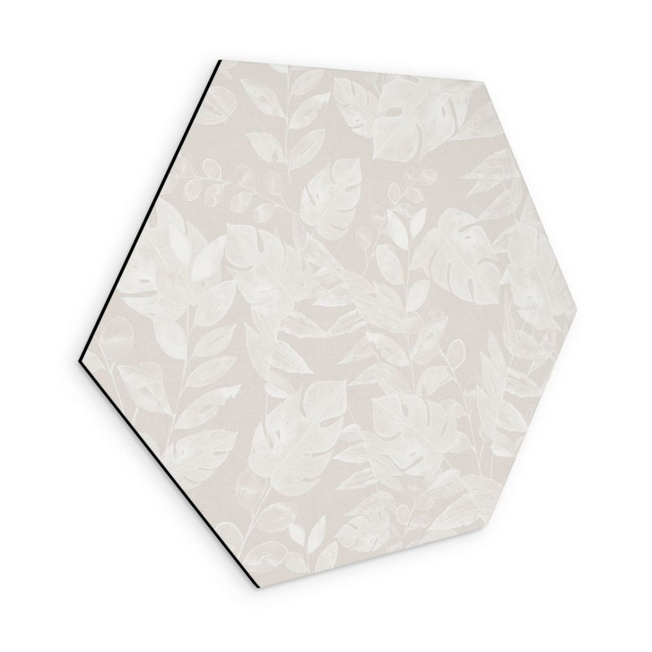 Hexagon Wandbild Tropische Blätter Beige - Bloomery Decor - Alu-Dibond - WA491750