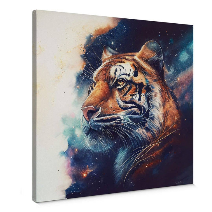 Leinwandbild Heine - Tiger im Sternenhimmel - Quadratisch - WA403684