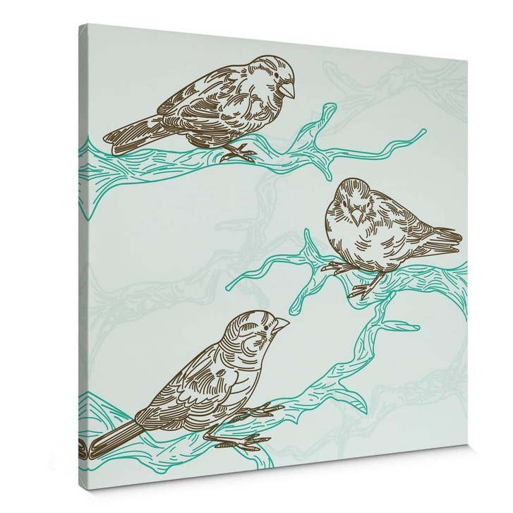 Leinwandbild Spatzen Illustration - WA375343