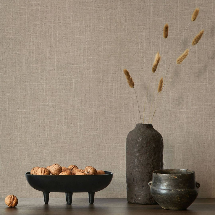 Vliestapete in textilem Uni Look braun Uni - WA444813