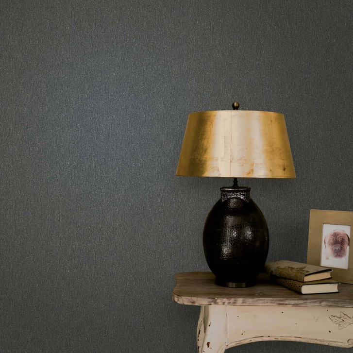 Vliestapete Uni, Textil Uni Klassisch in Schwarz - WA483117