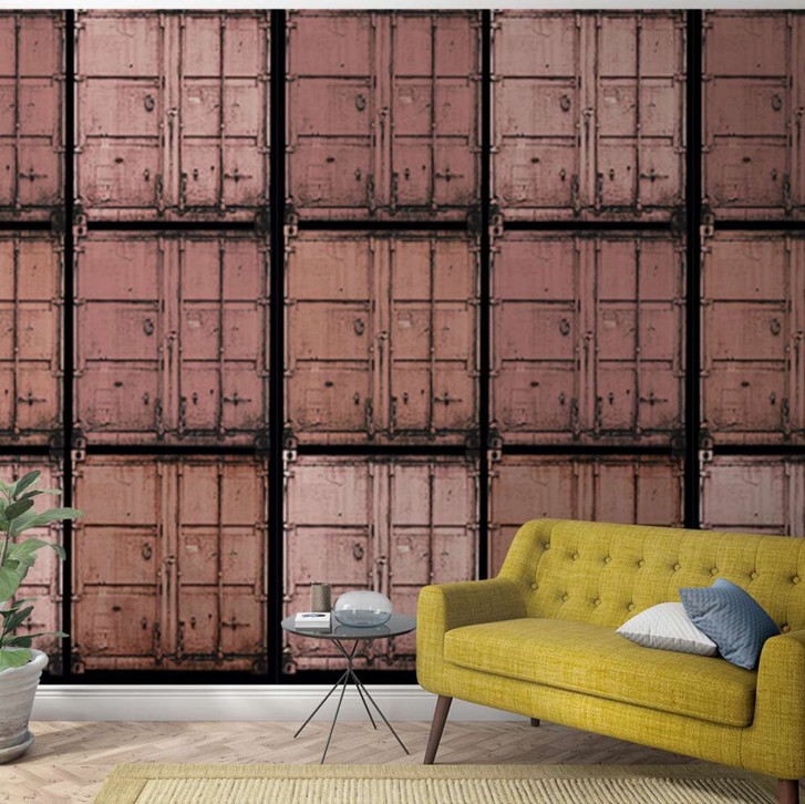 Fototapete mit Containern Rot, Braun ,Illustration 2.70 x 1.59 m - WA448946