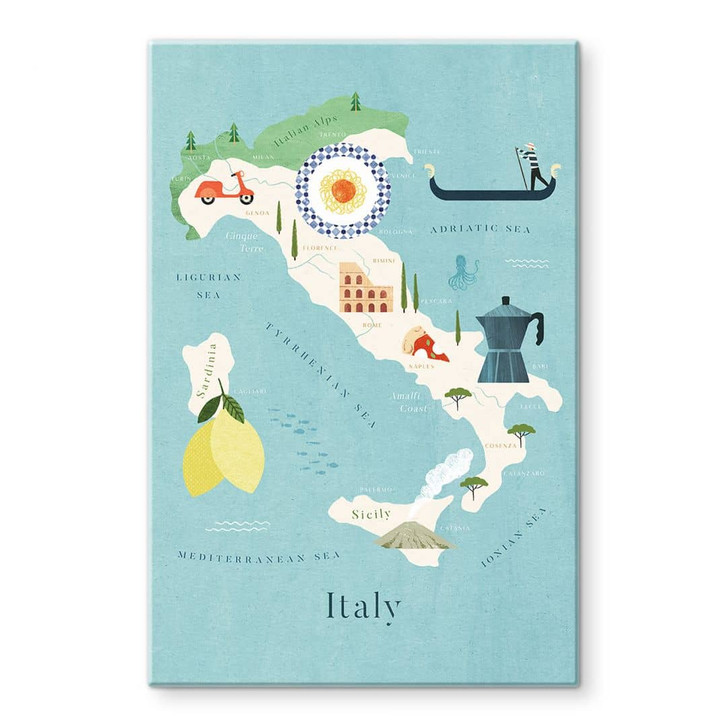 Glasbild Karte von Italien - Rivers - WA400242