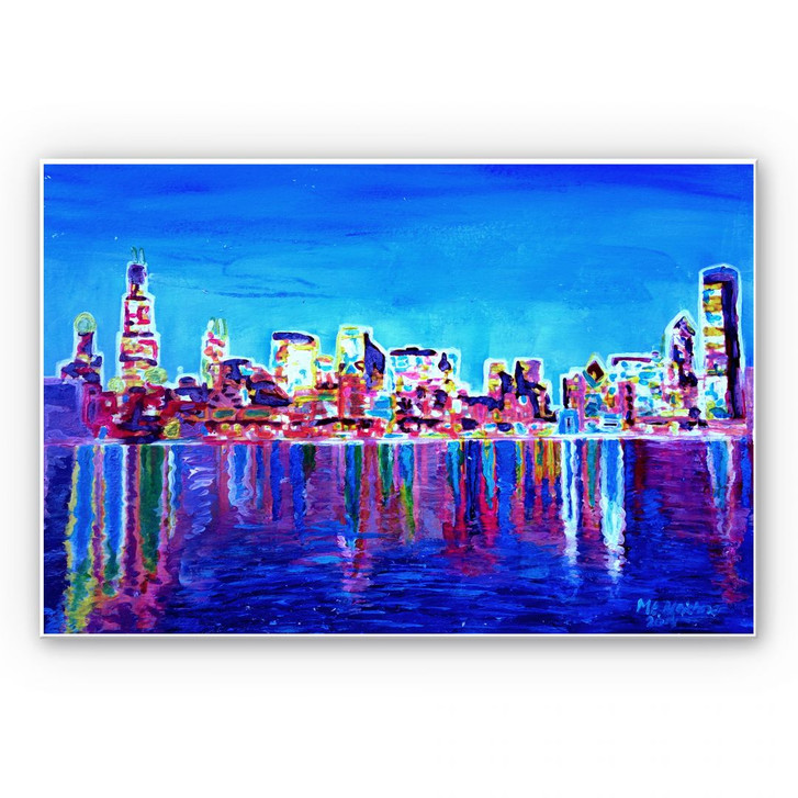 Hartschaumbild Bleichner - Chicago im Neonschimmer - WA129548