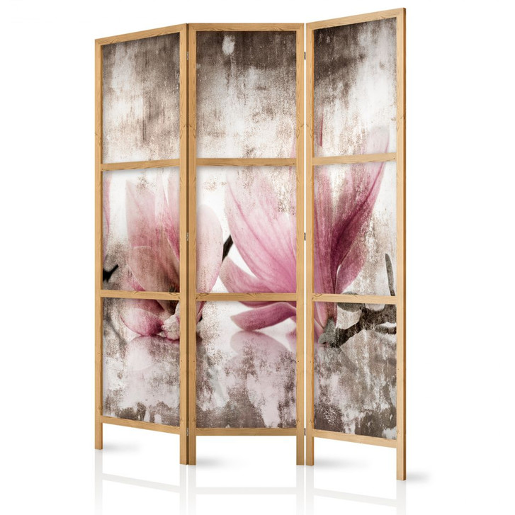 Japanischer Paravent, Raumteiler freistehend, Trennwand - Retro-Magnolien - WA455274