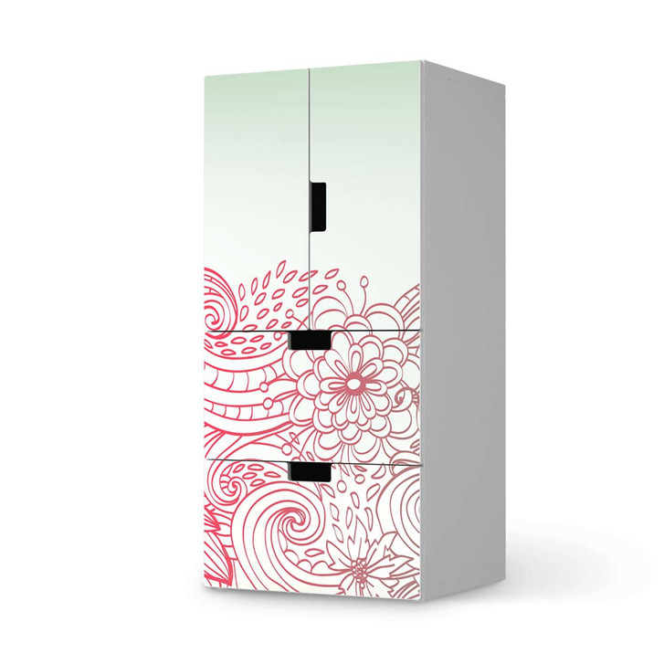 Möbelfolie IKEA Stuva / Malad - 2 Schubladen und 2 kleine Türen - Floral Doodle - CR117071