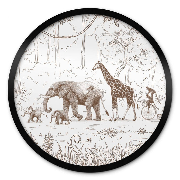 Poster Dschungel-Parade mit Tieren - Kikki Belle - Rund - WA427788