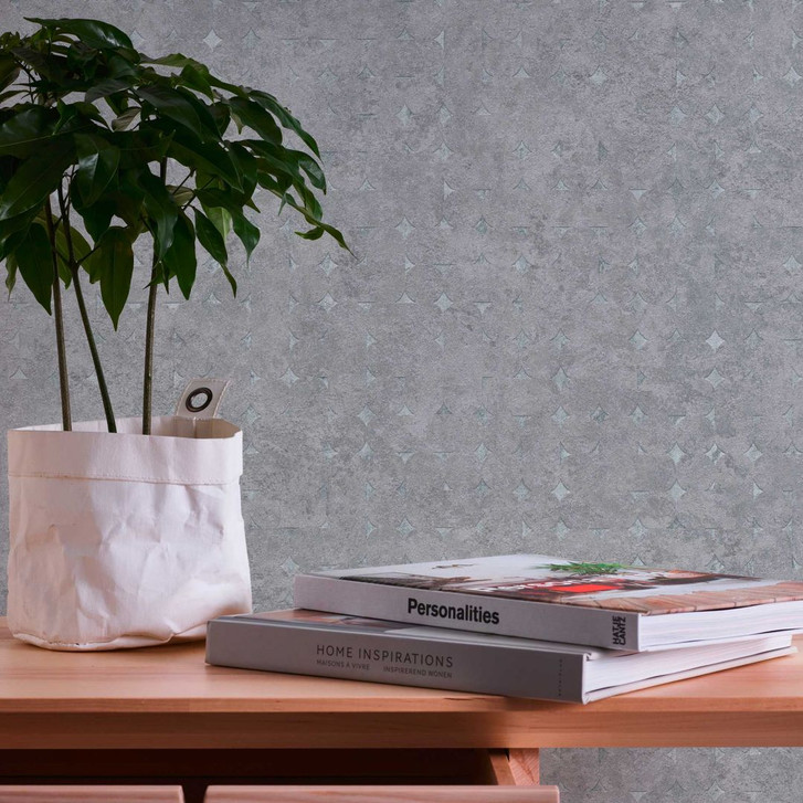 Geometrische Muster-Tapete Kühles Grau - Strukturierte Vliestapete - Moderne Wandakzente - WA397170