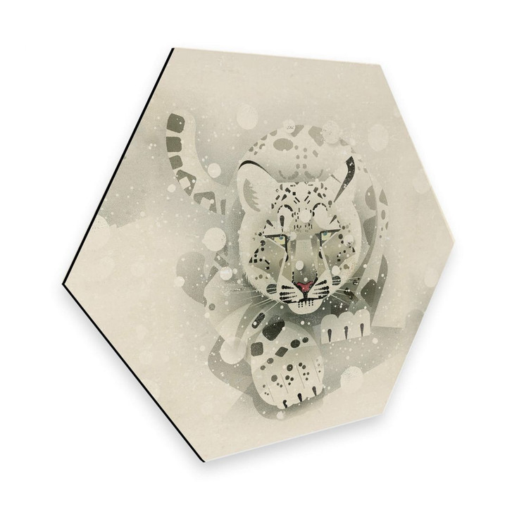 Hexagon - Alu-Dibond Braun - Schneeleopard - WA295306