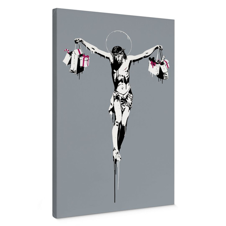 Leinwandbild Banksy - Jesus Christus mit Einkaufstüten - WA459981
