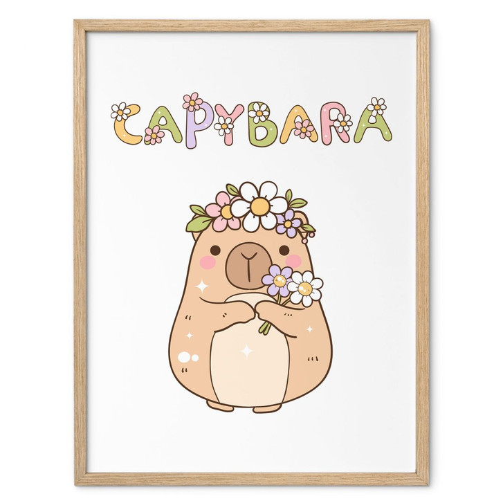 Poster Süsses Capybara mit Blumenkrone - WA499505