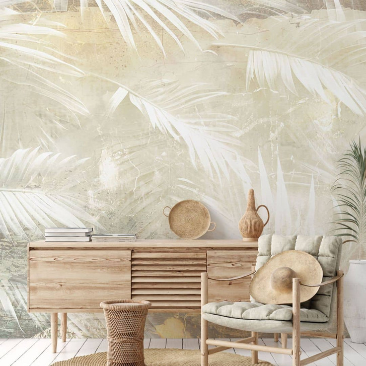 Tropische Fototapete Abstrakte weisse Palmenblätter - Kulik - WA423964