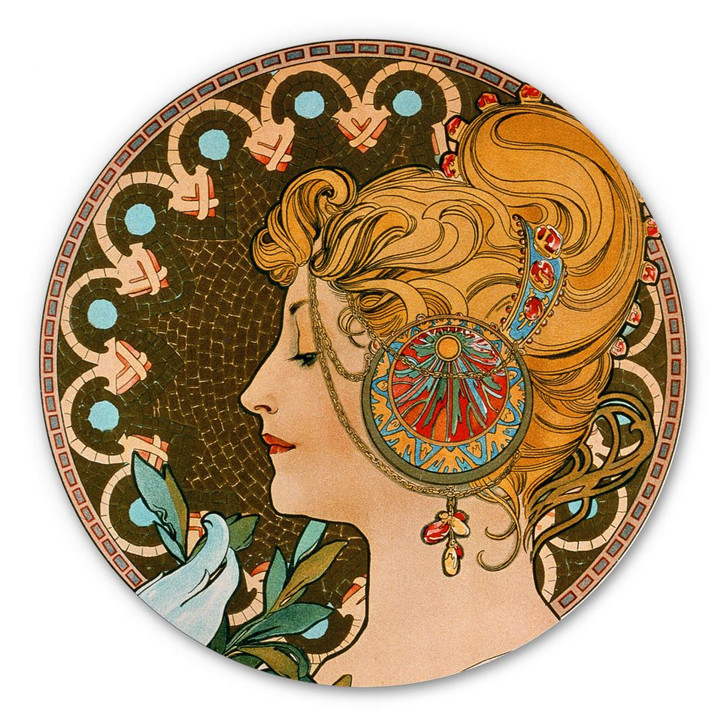 Alu-Dibond Mucha - Die Feder - Rund - WA301984