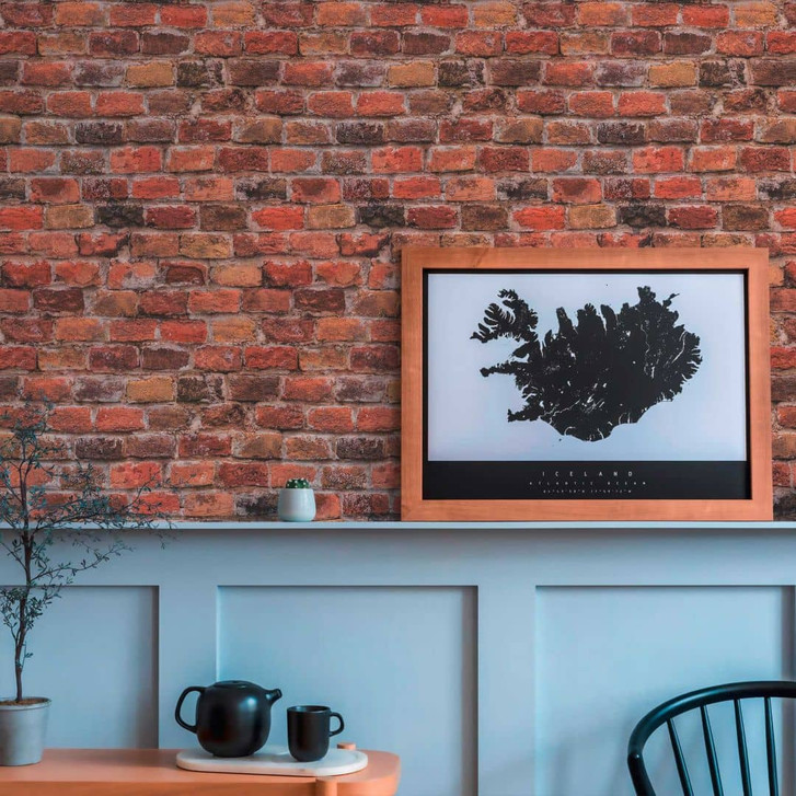 Backsteintapete Rot Orange - Lofttapete Industrial - Vliestapete Steinwand Modern - WA395752